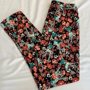 LuLaRoe Disney Bambi and Thumper Multicolor Floral Leggings